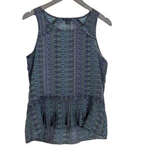 American Eagle Women's Green Purple Sleeveless Peplum Blouse